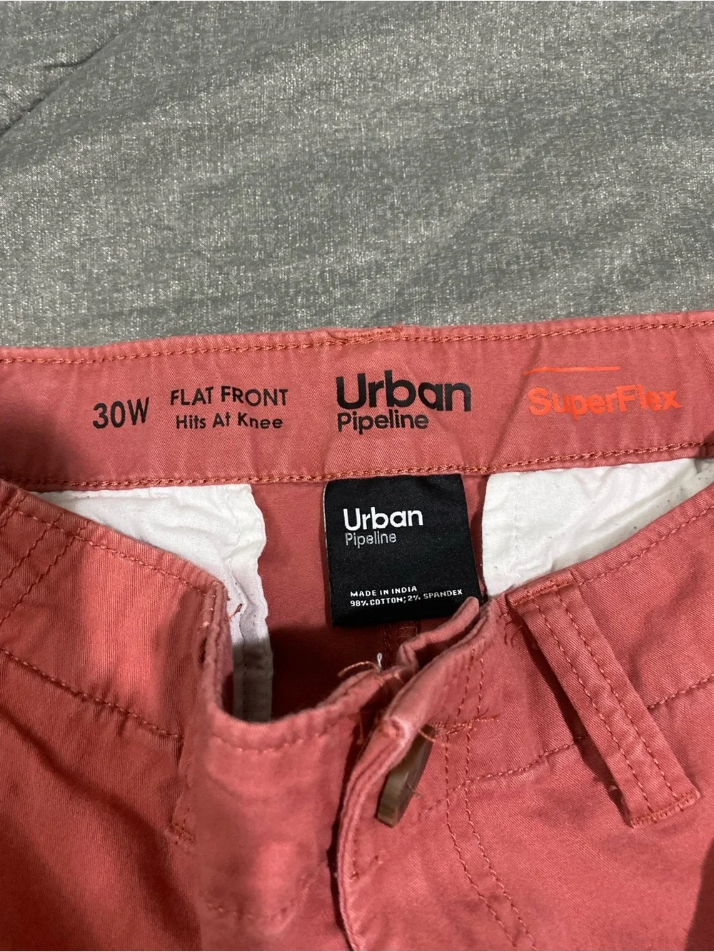 urban pipeline Coral Pink Flat-Front Men's Shorts
